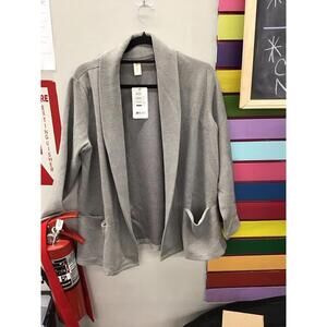 Hue women’s open front cardigan Large new HSN grey super soft